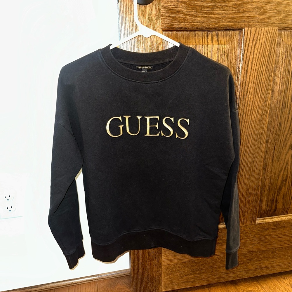GUESS Black and Gold Women's Crew Neck Sweater